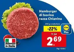 Lidl Hamburger di bovino razza Chianina offerta