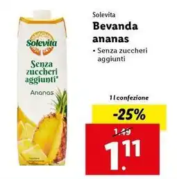 Lidl Solevita Bevanda ananas offerta