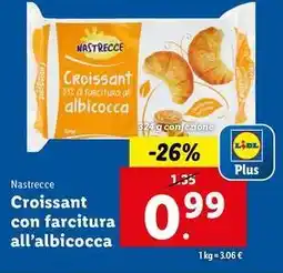 Lidl Nastrecce Croissant con farcitura all'albicocca offerta