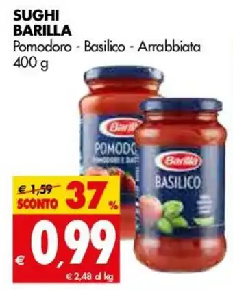 Tigros Barilla Sughi Pomodoro, Basilico, Arrabbiata 400g offerta