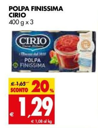 Tigros Cirio Polpa Finissima 400 g x 3 offerta