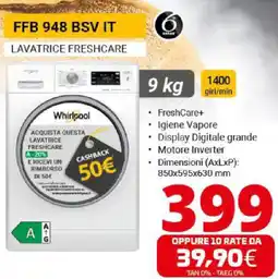 Comet LAVATRICE FRESHCARE FFB 948 BSV IT offerta