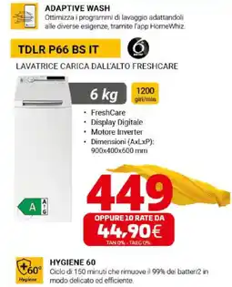 Comet LAVATRICE CARICA DALL'ALTO FRESHCARE TDLR P66 BS IT offerta