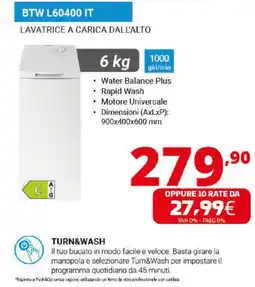 Comet LAVATRICE A CARICA DALL'ALTO BTW L60400 IT offerta