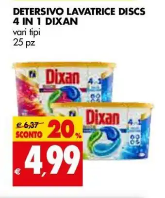 Tigros Dixan Detersivo Lavatrice Discs 4 in 1 25 pz offerta