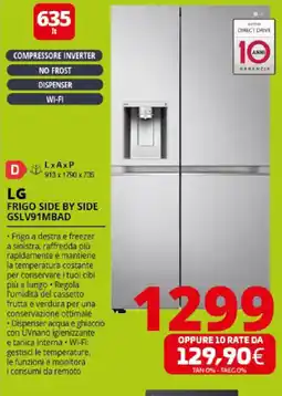 Comet LG FRIGO SIDE BY SIDE GSLV91MBAD offerta