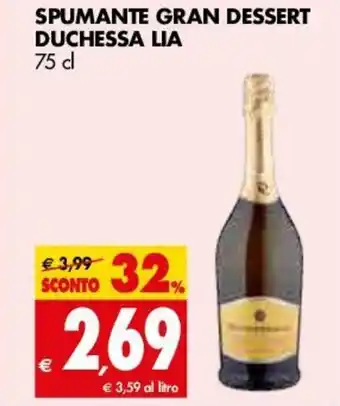 Tigros Duchessa Lia Spumante Gran Dessert 75 cl offerta