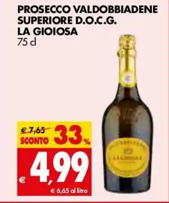 Tigros La Gioiosa Prosecco Valdobbiadene Superiore D.O.C.G. 75 cl offerta