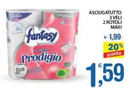 Qui Discount Asciugatutto 3 veli 2 rotoli maxi offerta