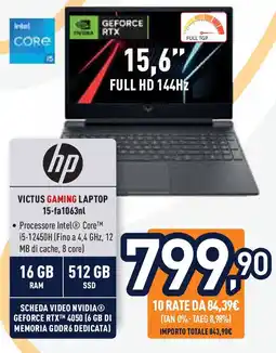 Unieuro hp VICTUS GAMING LAPTOP 15-fa1063nl offerta