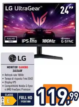 Unieuro LG Monitor gaming 24GS6OF offerta