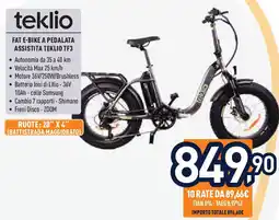 Unieuro teklio FAT E-BIKE A PEDALATA ASSISTITA TEKLIO TF3 offerta