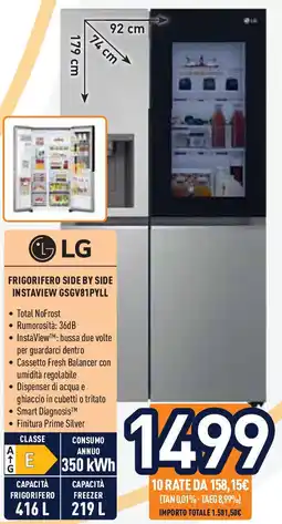Unieuro LG Frigorifero side by side INSTAVIEW GSGV81PYLL offerta