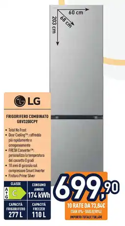 Unieuro LG Frigorifero combinato GBV3200CPY offerta