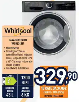 Unieuro Whirlpool Lavatrice slim WSB624SIT offerta