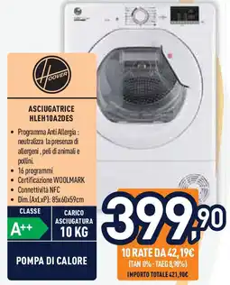 Unieuro Hoover asciugatrice HLEH10A2DES offerta