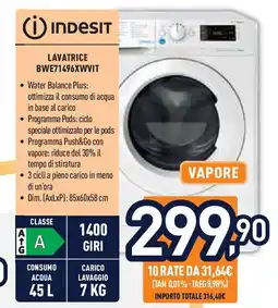 Unieuro INDESIT Lavatrice BWE71496XWVIT offerta