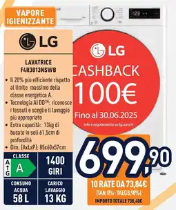 Unieuro LG LAVATRICE F4R3013NSWB avatrice F4R3013NSWB offerta