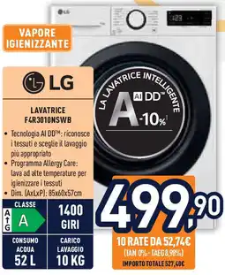 Unieuro LG Lavatrice F4R3010NSWB offerta