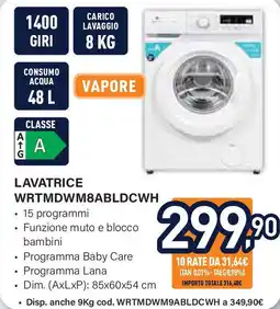 Unieuro Electroline Lavatrice WRTMDWM8ABLDCWH offerta