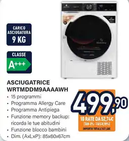 Unieuro Electroline Asciugatrice WRTMDDM9AAAAWH offerta