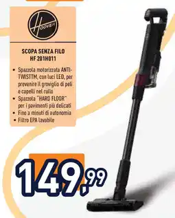 Unieuro Hoover Scopa senza filo HF 201H011 offerta