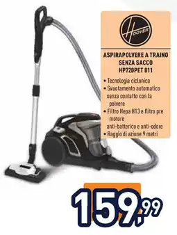 Unieuro Hoover Aspirapolvere a traino senza sacco HP720PET 011 offerta