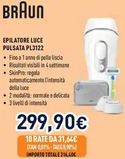 Unieuro BRAUN Epilatore luce pulsata PL3122 offerta