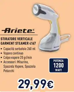 Unieuro Ariete stiratore verticale garment steamer 4167 offerta
