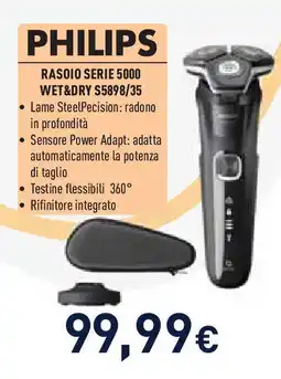 Unieuro PHILIPS RASOIO SERIE 5000 WET&DRY S5898/35 asoio serie 5000 wet&dry S5898/35 offerta