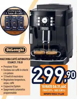 Unieuro DeLonghi Macchina caffè automatica ECAM21.110.B offerta