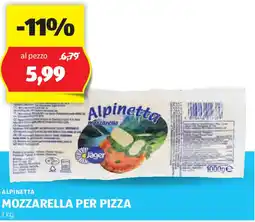 ALDI ALPINETTA Mozzarella per pizza offerta