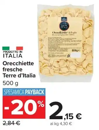 Carrefour Market Orecchiette fresche Terre d'Italia offerta