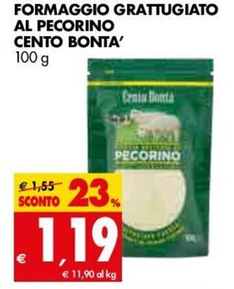 Tigros Cento Bontà Formaggio Grattugiato Al Pecorino 100g offerta