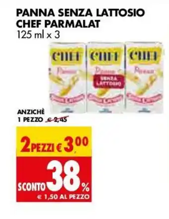 Tigros Chef Parmalat Panna Senza Lattosio 125ml x 3 offerta