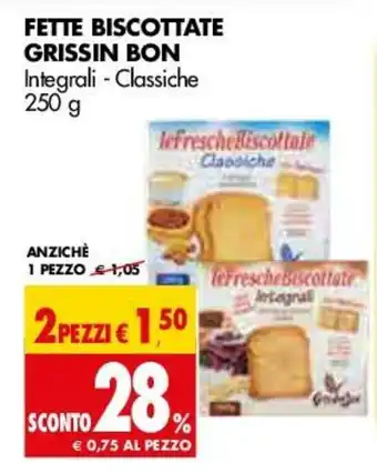 Tigros Grissin Bon Fette Biscottate 250g offerta