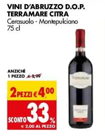Tigros Terramare Citra Vini D'Abruzzo D.O.P. 75cl offerta