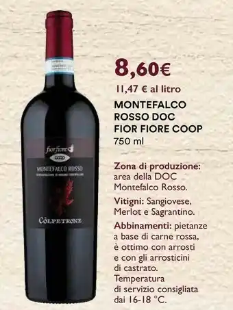 Ipercoop Coop fior fiore montefalco rosso 750 ml offerta