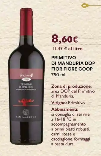 Coop fior fiore primitivo di manduria 750 ml