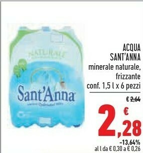 Conad Acqua minerale naturale 1500 g(ml) offerta