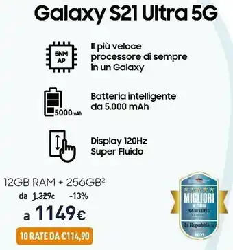 Unieuro Galaxy s21 ultra 5g 256gb display 6.8" dynamic amoled 2x phantom black offerta