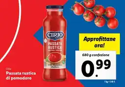 Lidl Cirio Passata rustica di pomodoro offerta