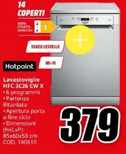 MediaWorld Hotpoint Lavastoviglie HFC 3C26 CW X offerta