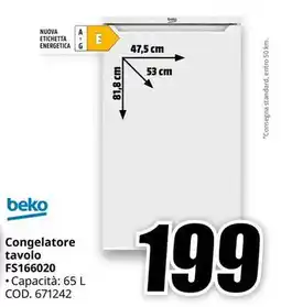 MediaWorld beko Congelatore tavolo FS166020 offerta