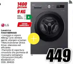 MediaWorld LG Lavatrice F4NX1009NMB offerta