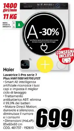 MediaWorld Haier Lavatrice I-Pro serie 7 Plus HW110B14979EU1IT offerta