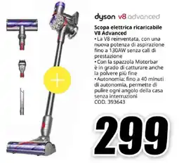 MediaWorld dyson v8 advanced Scopa elettrica ricaricabile V8 Advanced offerta
