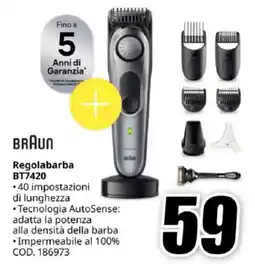 MediaWorld BRAUN Regolabarba BT7420 offerta