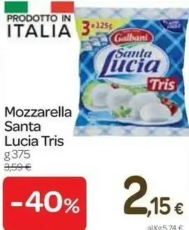 Carrefour Express Santa lucia tris mozzarella 375 g(ml) offerta