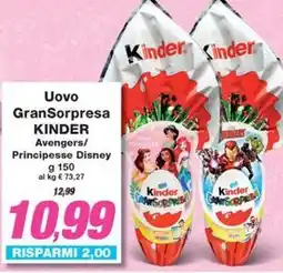 Prix Quality Uovo GranSorpresa KINDER Avengers/ Principesse Disney offerta